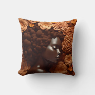 African American Woman Black Queen Melanin Poppin Throw Pillow