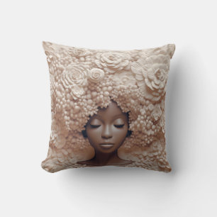African American Woman Black Queen Melanin Poppin  Throw Pillow