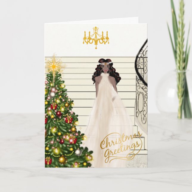 African American Woman Christmas Card (Front)