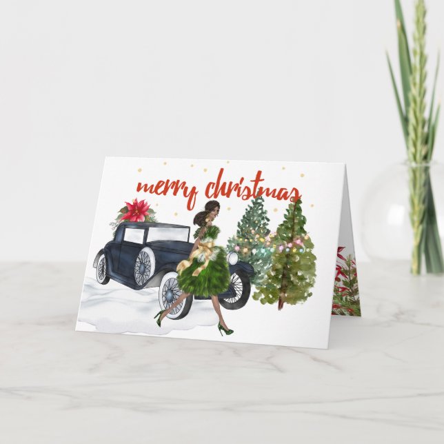 African American Woman Christmas Card (Front)