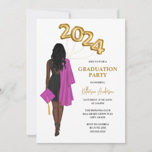 African American Woman Class 2024 Graduation Invitation