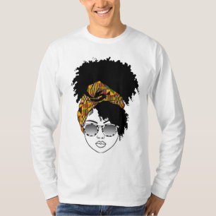 African American Woman Kente Cloth Headband Natura T-Shirt