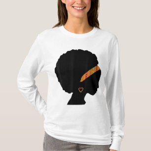 African American Woman Kente Cloth Headband Natura T-Shirt