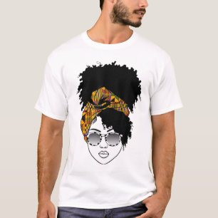 African American Woman Kente Cloth Headband Natura T-Shirt
