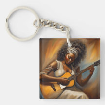 African American Woman Key Chain