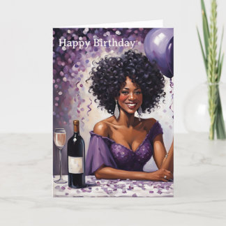 African American Woman Lavender Birthday Card