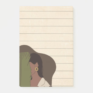 African American Woman Lined Sticky Post-it Notes