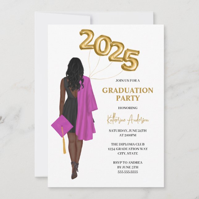 African American Woman Photo Graduation Invitation (Front)