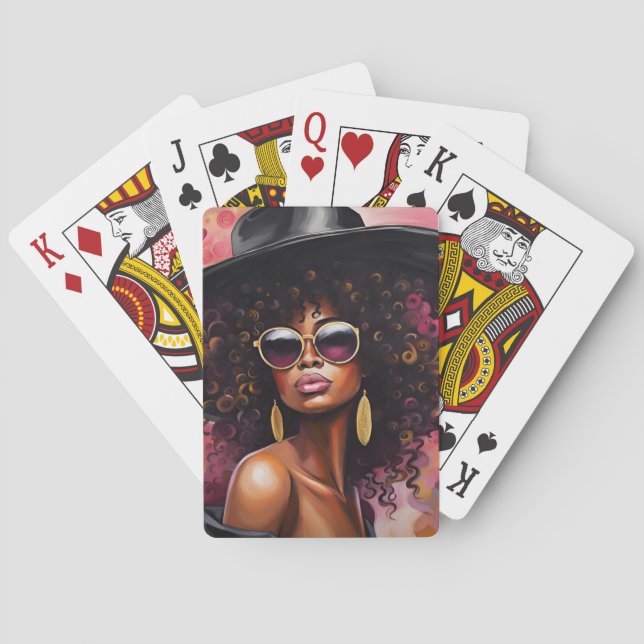 African American Woman Playing Cards (Back)