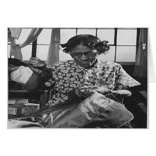 African American Woman Sewing for War Effort 1942