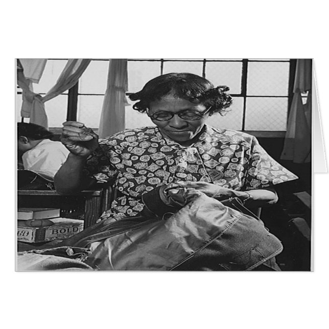 African American Woman Sewing for War Effort 1942 (Front Horizontal)