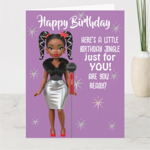 African American Woman Singing Microphone Card