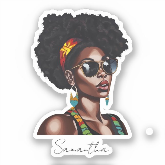 African American Woman with Chic Sunglasses (Front)