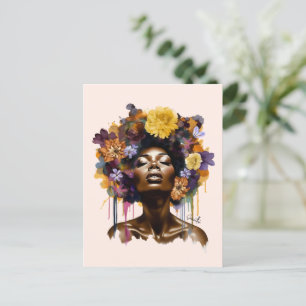 African-American Woman with Floral Afro Hair (3) Postcard