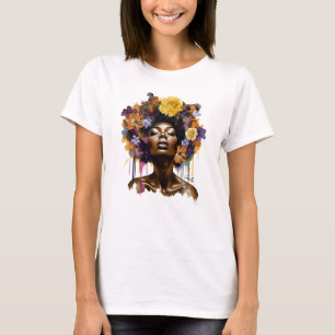 African-American Woman with Floral Afro Hair (3) T-Shirt
