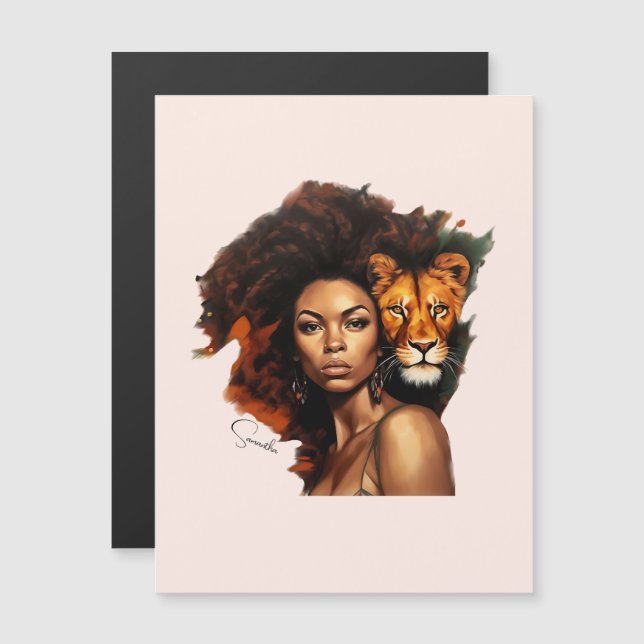African-American Woman with Majestic Lion (Front/Back)