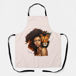 African-American Woman with Majestic Lion Apron