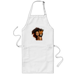 African-American Woman with Majestic Lion Long Apron