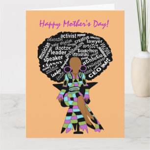 African American Woman Word Art Mother's Day Card