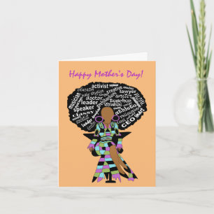 African American Woman Word Art Mother's Day Card