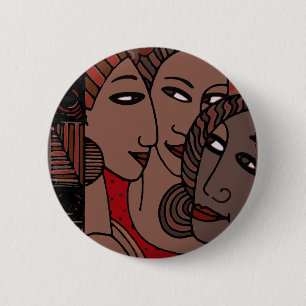 African American Women 2 Inch Round Button