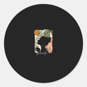 african american women&# 9;s graphic natural with  classic round sticker