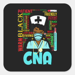 African American Women Black Cna Nurse Black Histo Square Sticker