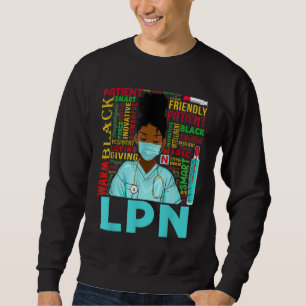 African American Women Black LPN Nurse Black Histo Sweatshirt
