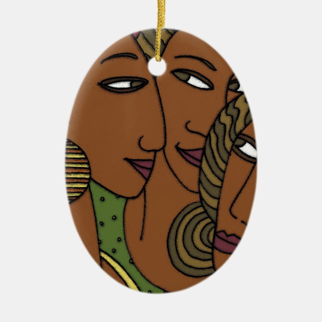 African American women sister friends Ceramic Ornament (Front)