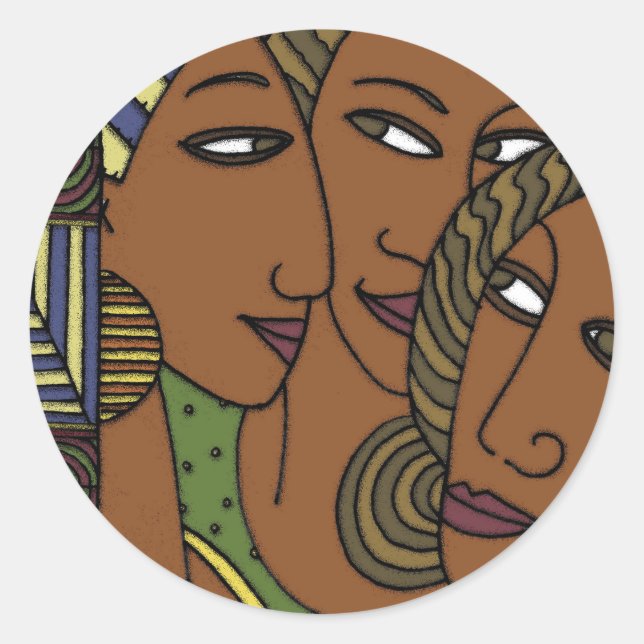 African American women sister friends Classic Round Sticker (Front)