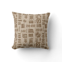 African Ancient Fabric Pattern Throw Pillow