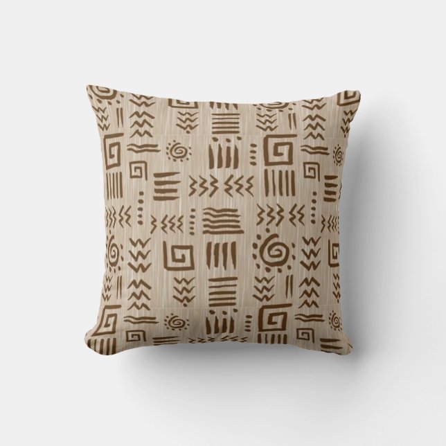 African Ancient Fabric Pattern Throw Pillow (Front)