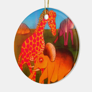 African Animal Art Print Ceramic Ornament