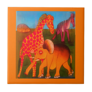 African Animal Art Print Tile