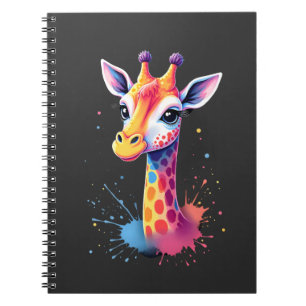 African animal art The colorful giraffe for funny  Notebook