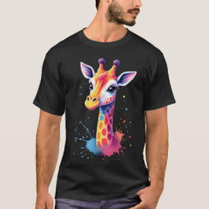 African animal art The colorful giraffe for funny  T-Shirt