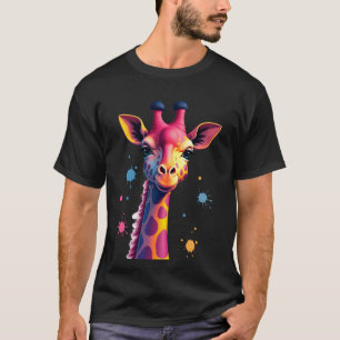 African animal art The colorful giraffe for funny  T-Shirt
