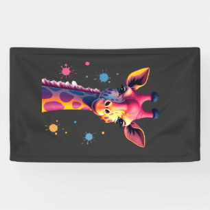 African animal art The colourful giraffe for funny Banner