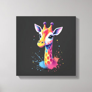 African animal art The colourful giraffe for funny Canvas Print