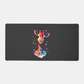African animal art The colourful giraffe for funny Desk Mat