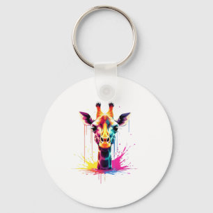 African animal art The colourful giraffe for funny Keychain