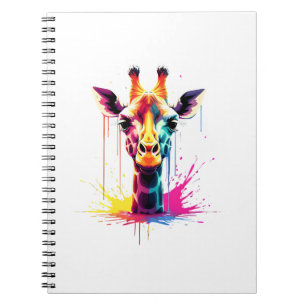 African animal art The colourful giraffe for funny Notebook