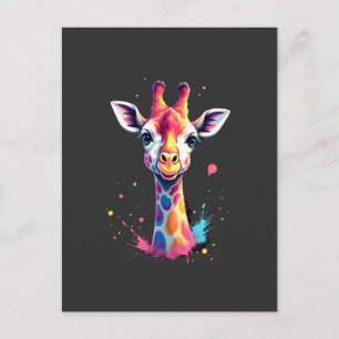 African animal art The colourful giraffe for funny Postcard