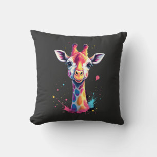 African animal art The colourful giraffe for funny Throw Pillow