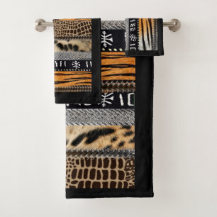 African animal  fur fabric and motif Design Bath Towel Set