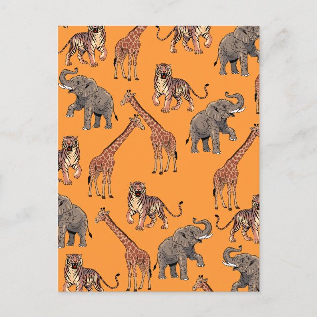 African Animal Pattern Holiday Postcard (Front)