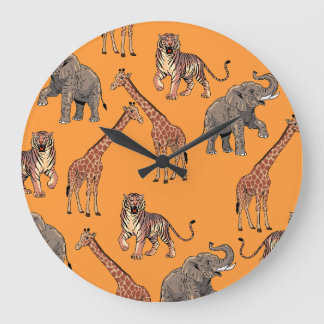 African Animal Pattern Large Clock