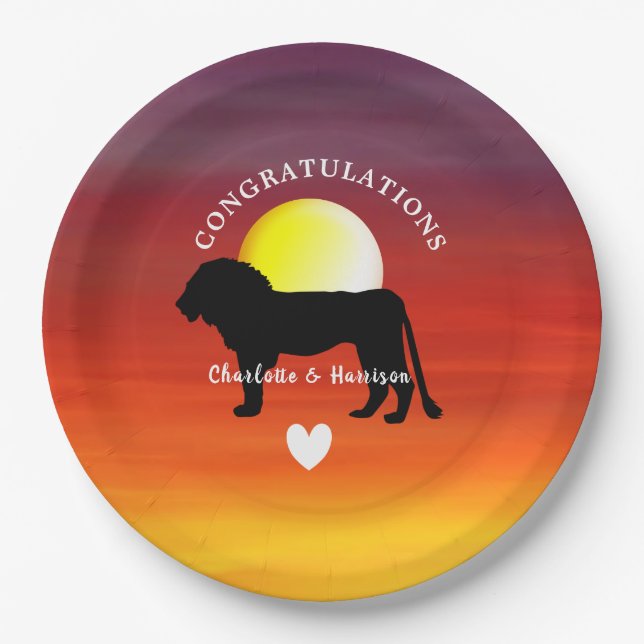 African Animal Safari Sunset Personalized Paper Plate (Front)