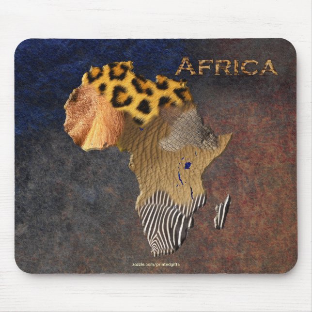 African Animal Texture Map of AFRICA Wildlife Mouse Pad (Front)