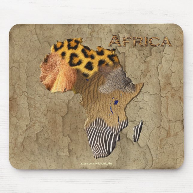 African Animal Texture Map of AFRICA Wildlife Mouse Pad (Front)